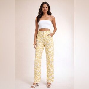 MOTHER The Curbside Heel Fray Straight Leg Jeans Sz 28 Floral Leopard‎ NEW $228